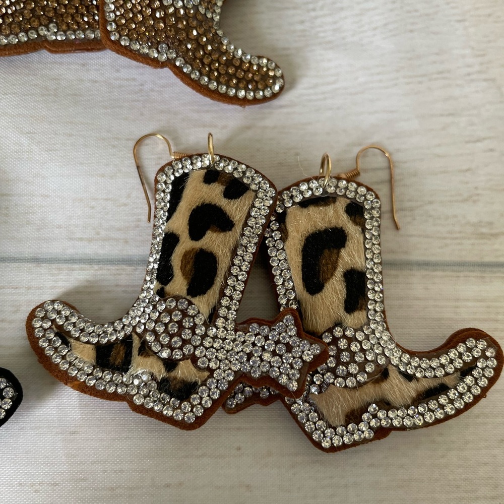 Western boots rhinestone earrings
